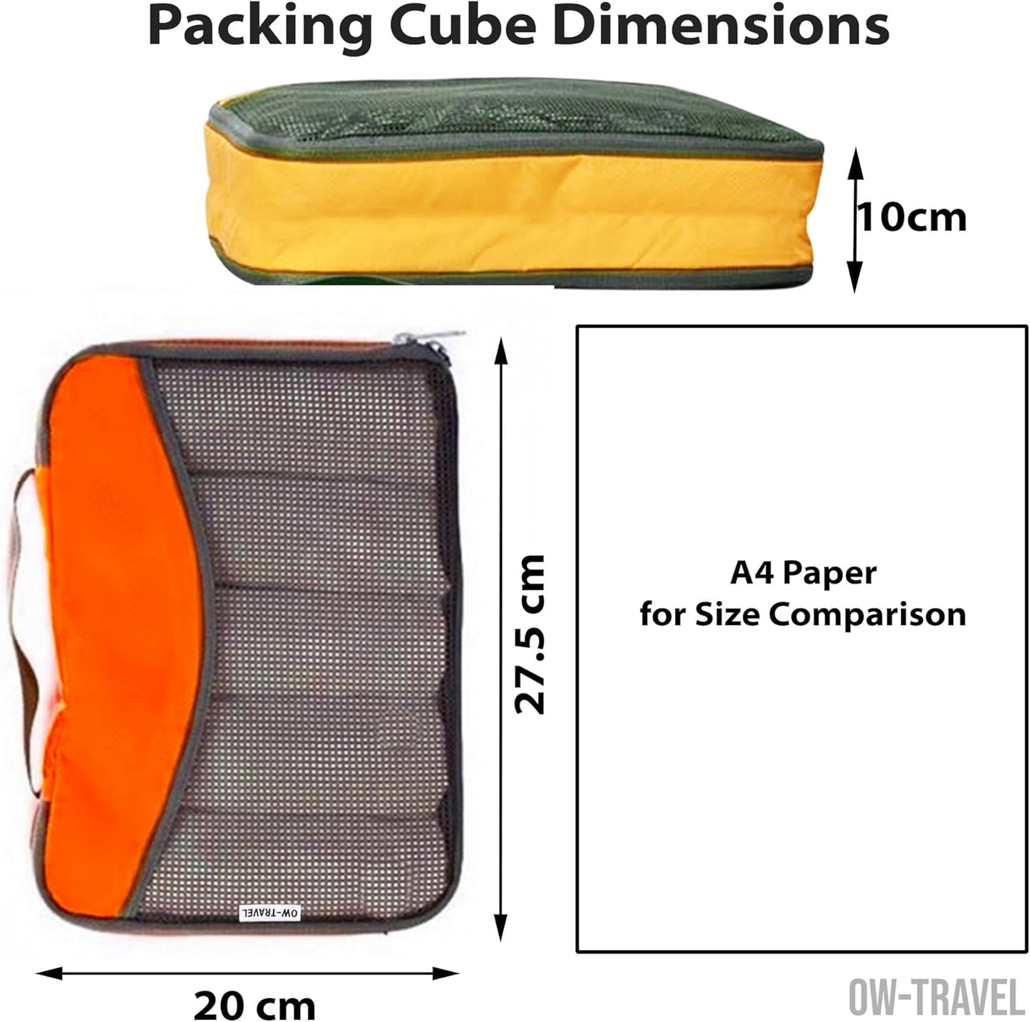 4 Colour packing cubes for suitcases. Travel storage organiser bags