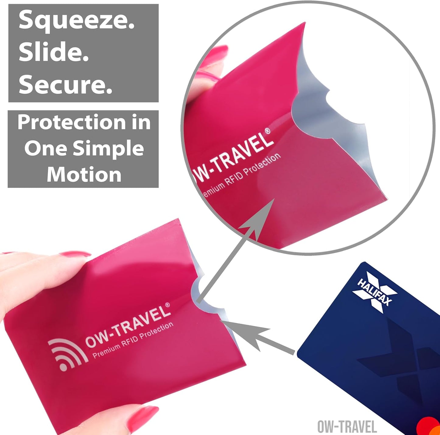 Pink RFID blocking contactless credit card security protector sleeves