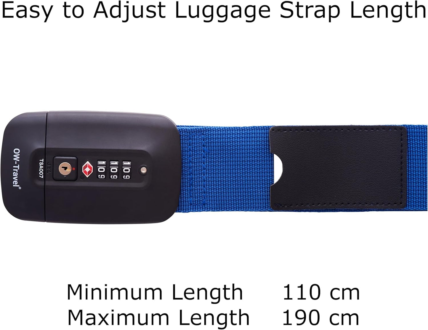 Dark Blue TSA luggage strap. Lockable suitcase belts for added security