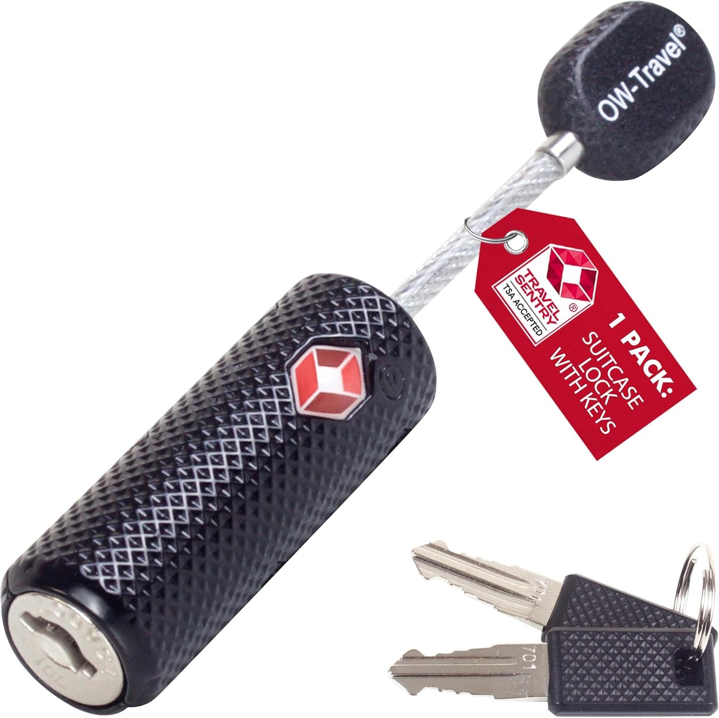 TSA luggage locks. Black key cable padlocks for suitcases lockers