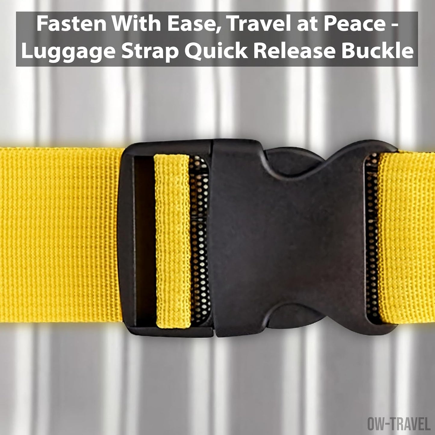 Yellow luggage strap suitcase belts with with baggage address tag label