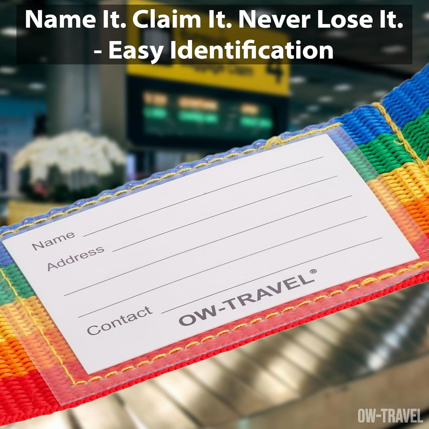 Rainbow luggage strap suitcase belts with with baggage address tag label