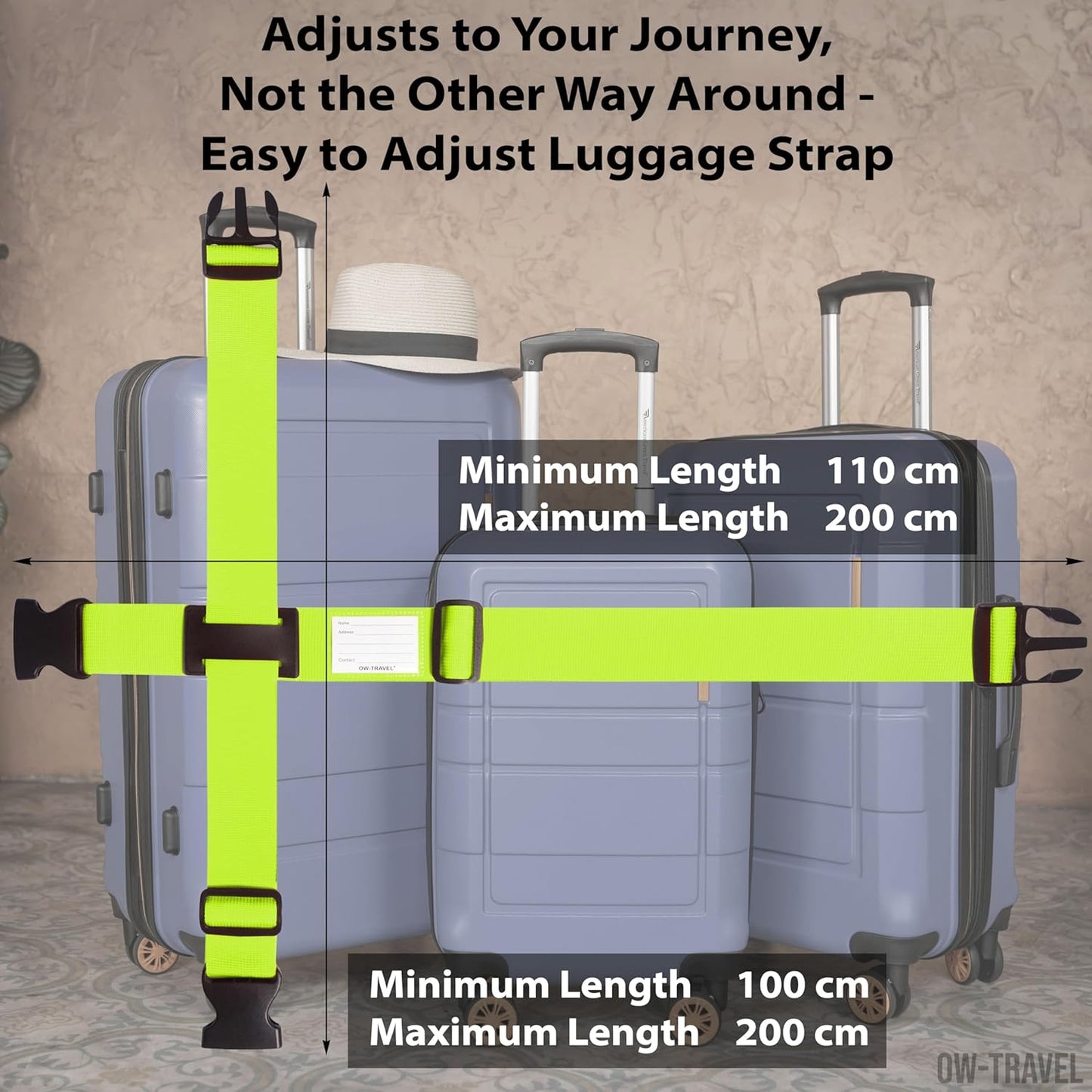Green luggage cross strap suitcase belts with baggage label case tag