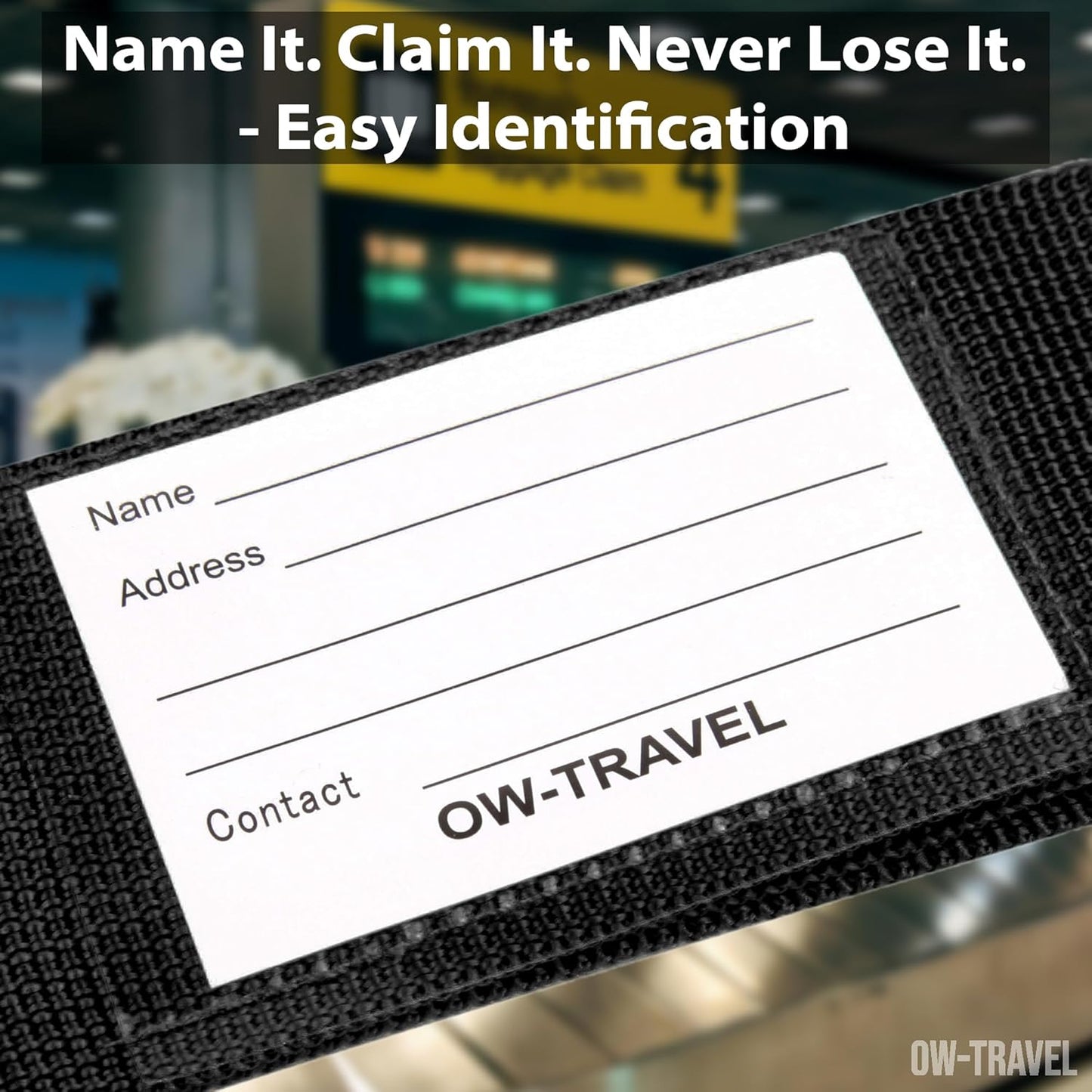 Black luggage strap suitcase belts with with baggage address tag label