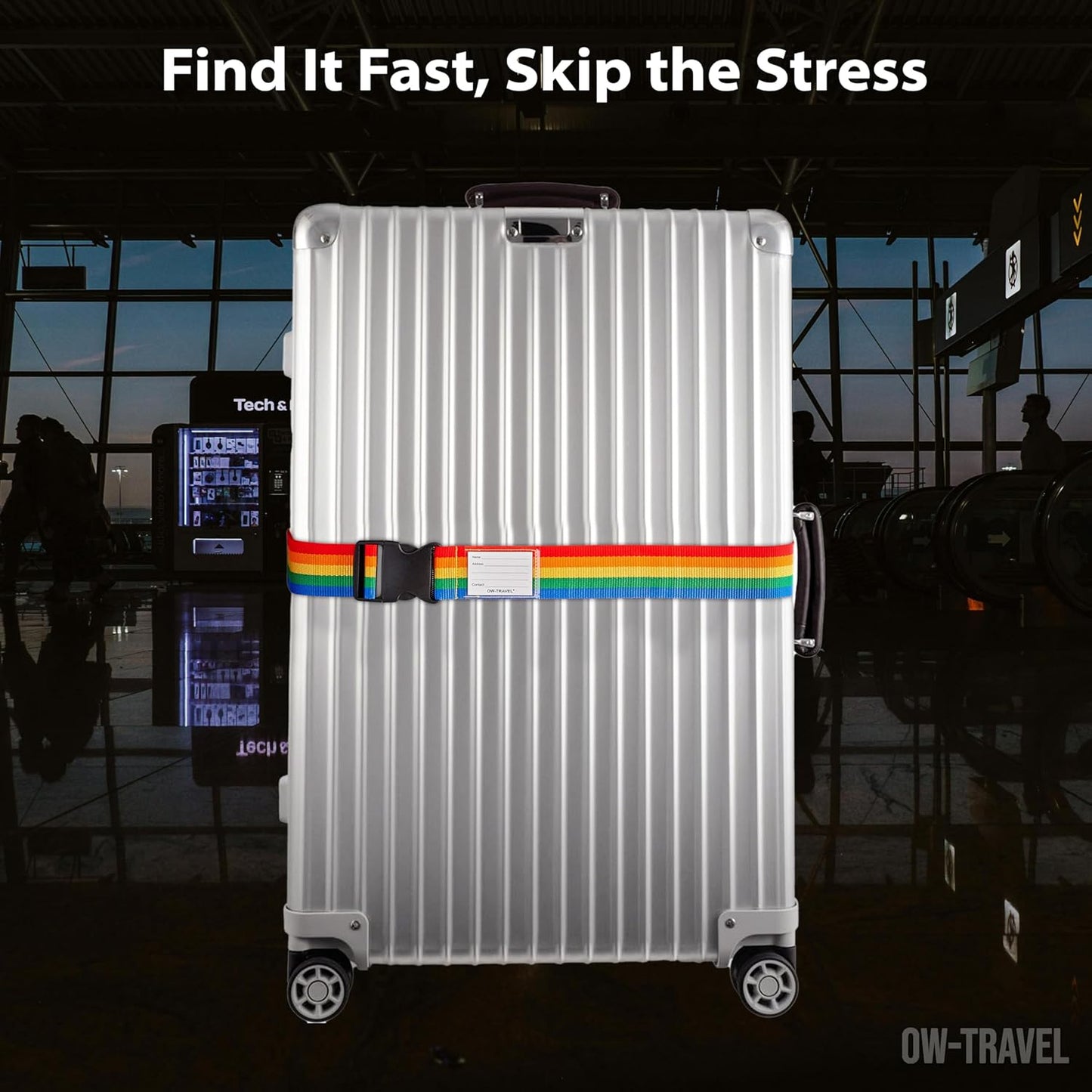 Rainbow luggage strap suitcase belts with with baggage address tag label