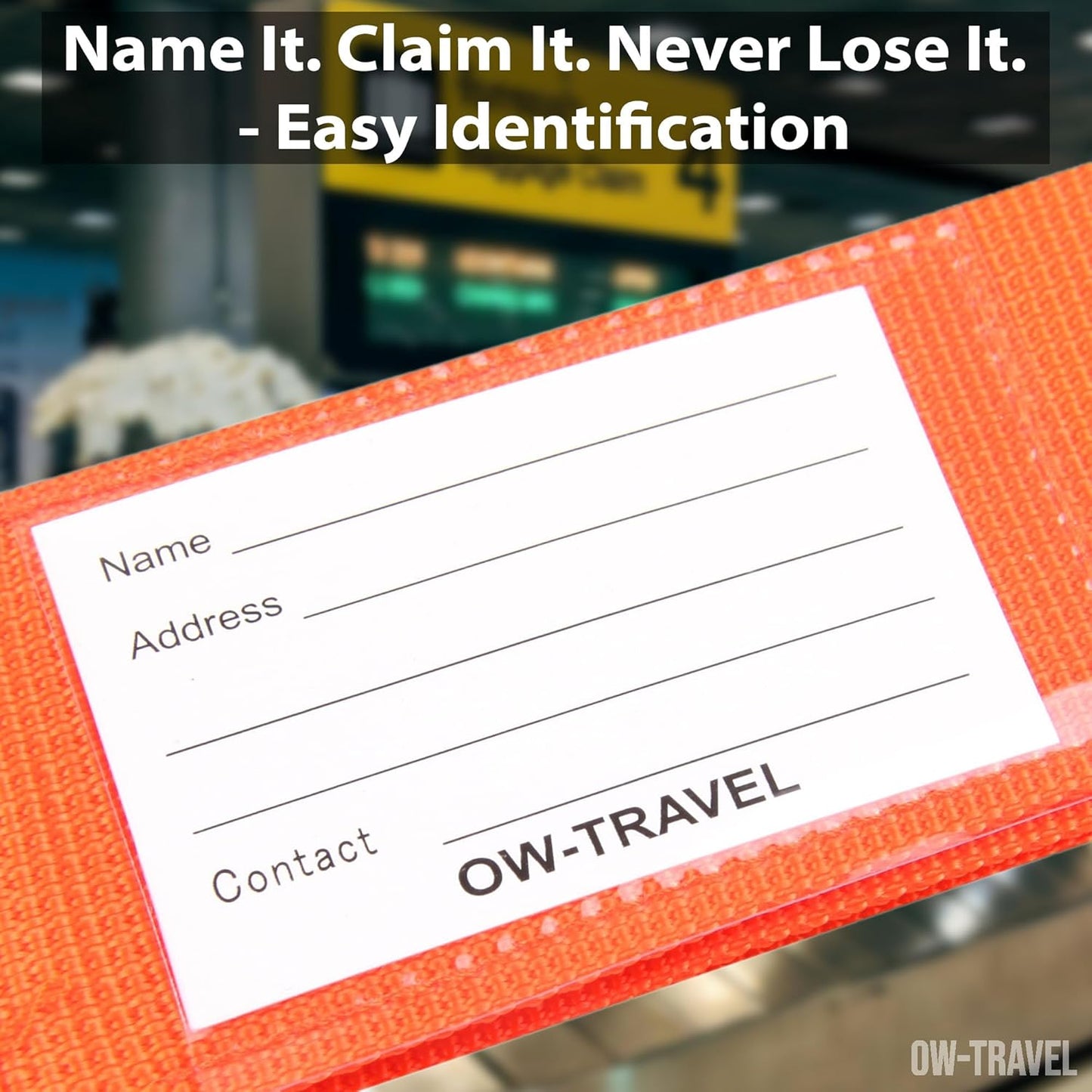 Orange luggage cross strap suitcase belts with baggage label tag