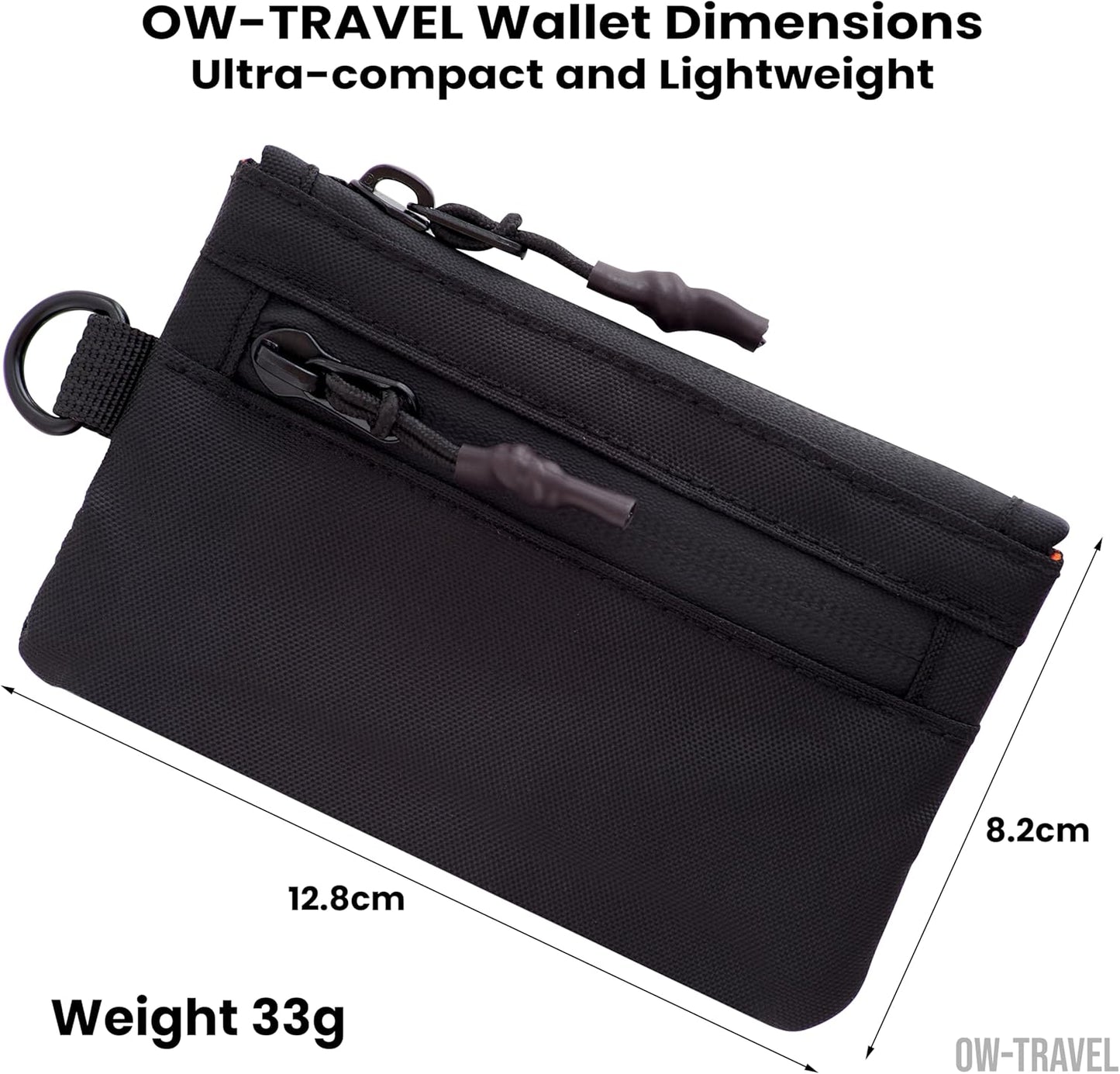 Black RFID Card Wallet Small Coin Compartment.