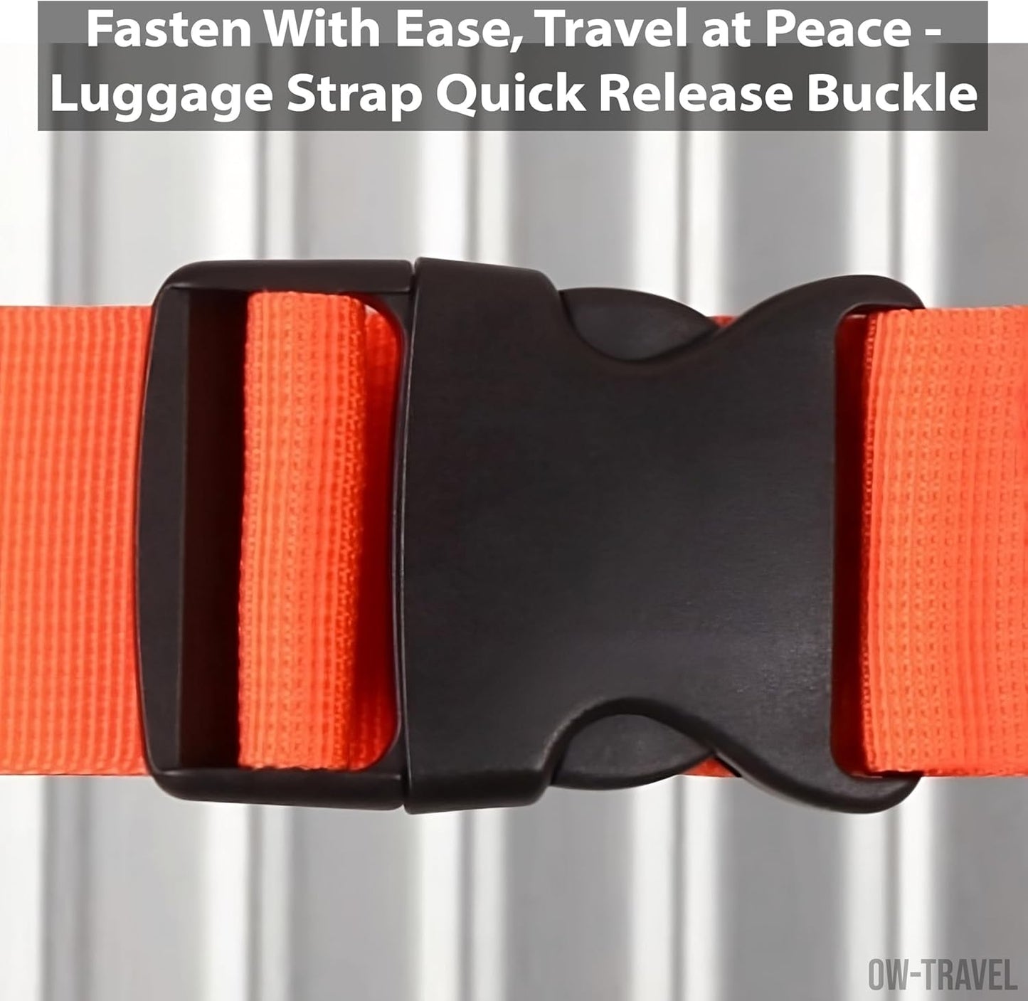 Orange luggage strap suitcase belts with personalised baggage label