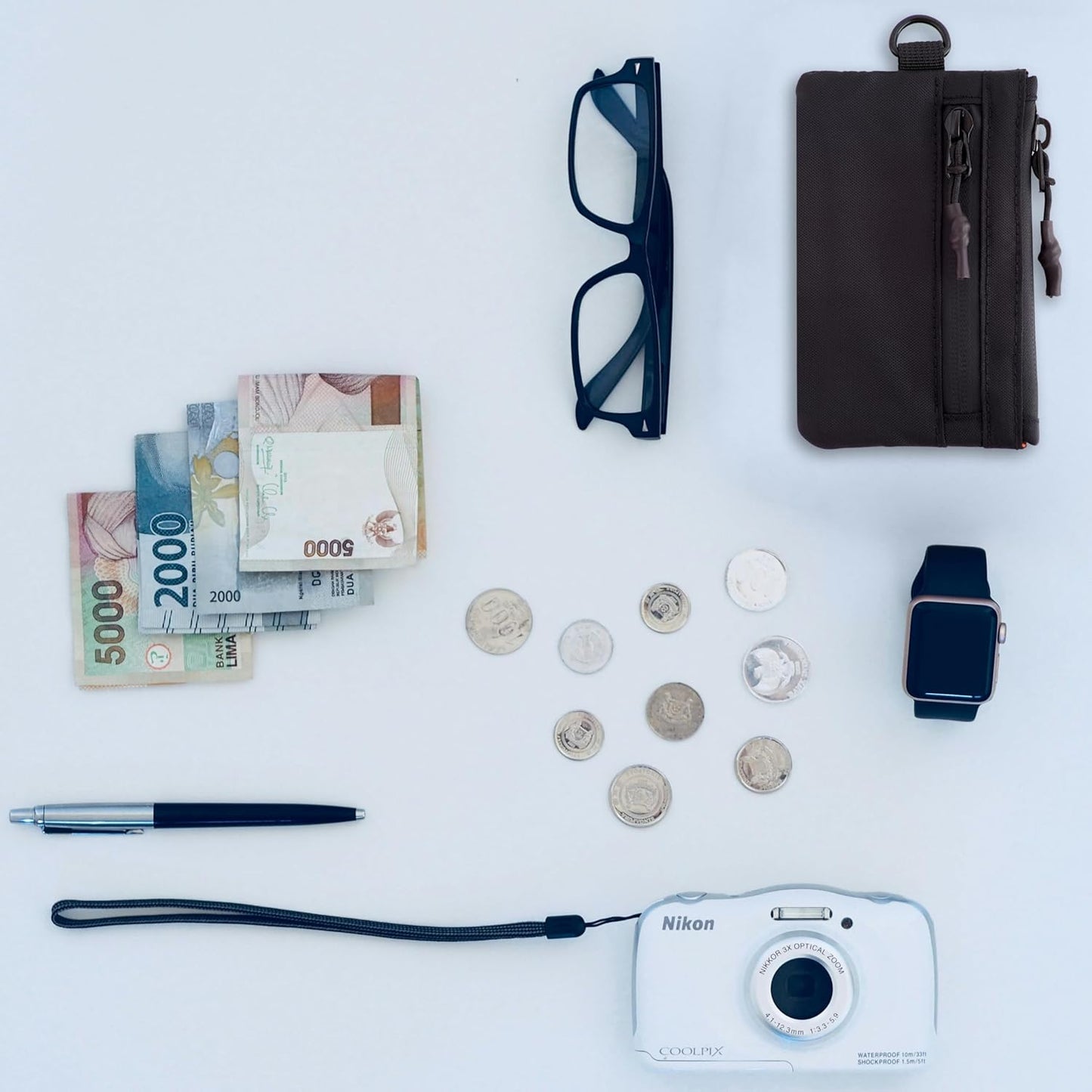 Black RFID Card Wallet Small Coin Compartment.