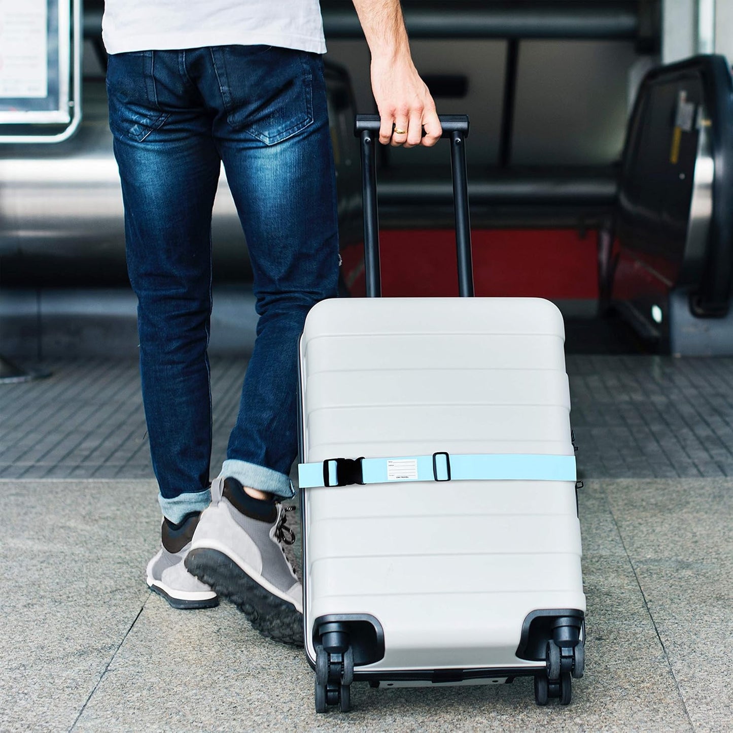 4 Colour luggage strap suitcase belts with baggage tag label