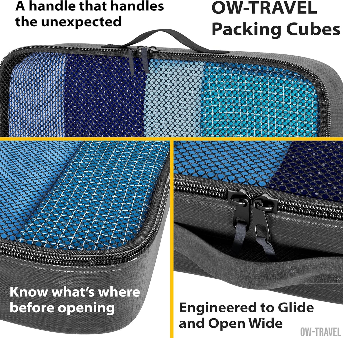 Black packing cubes for suitcases. Travel storage organiser bags 5 pcs