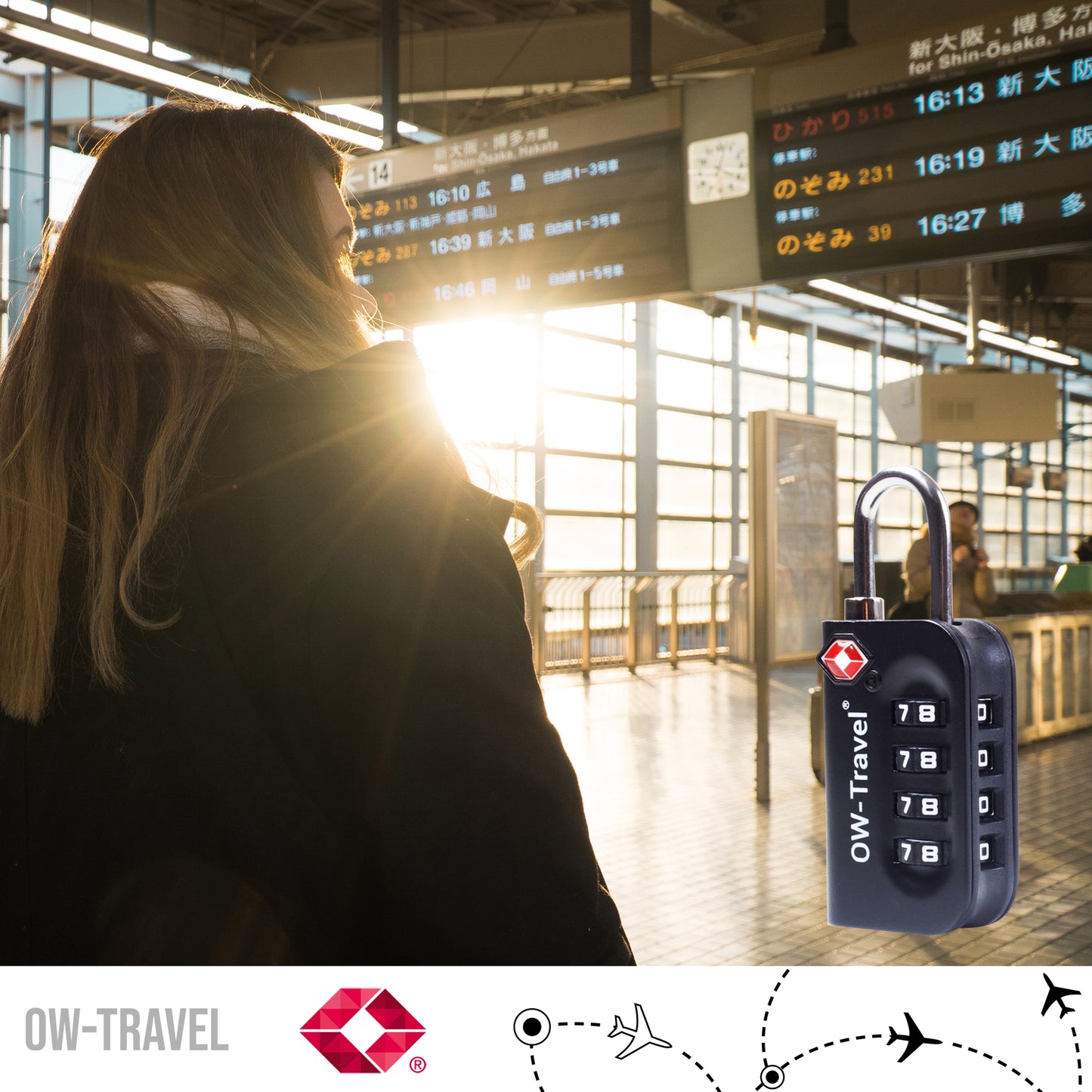 TSA luggage locks. Black 4-dial combination padlocks for suitcases