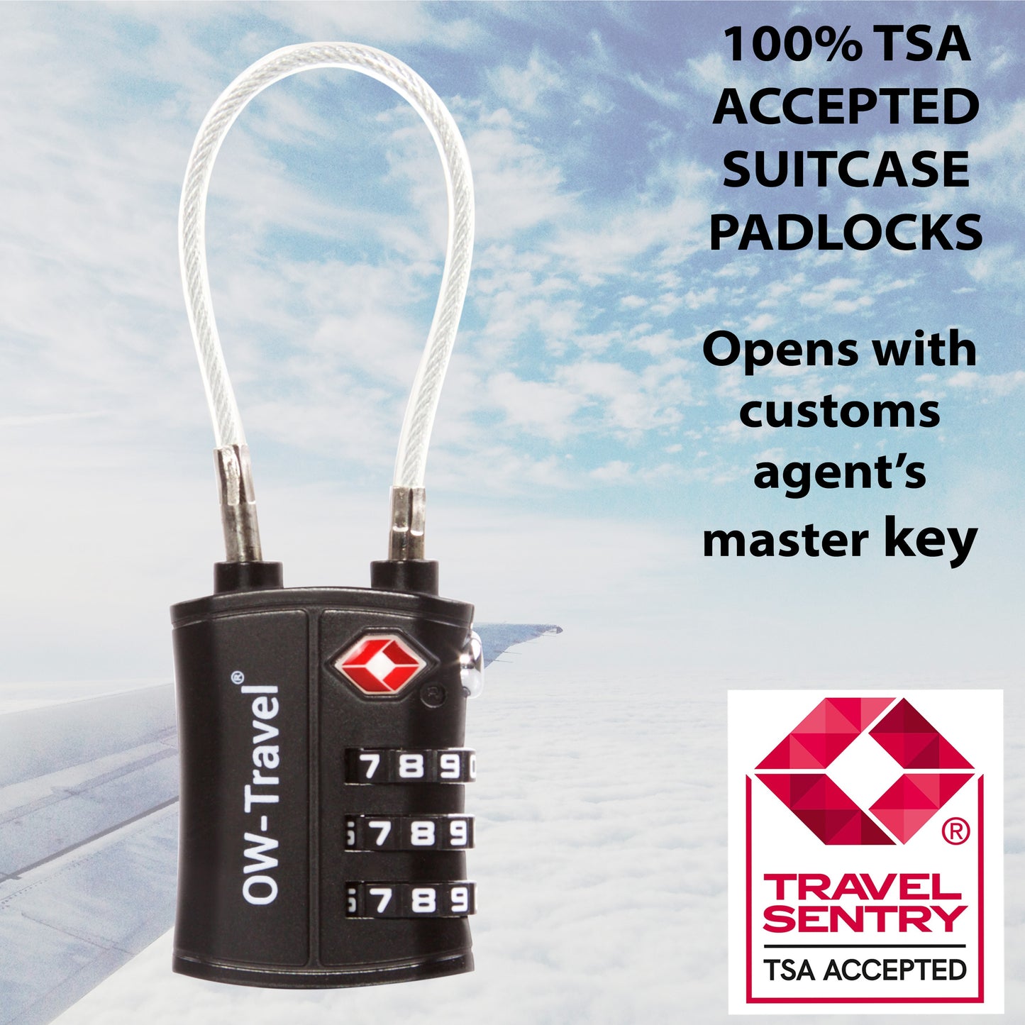 TSA luggage locks. Black cable padlocks for suitcases gym lockers bags