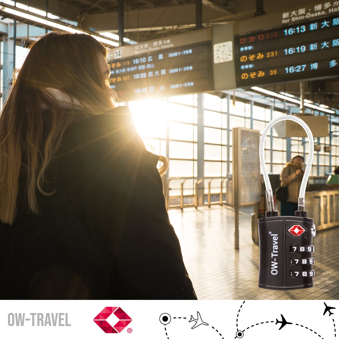 TSA luggage locks. Black cable padlocks for suitcases gym lockers bags