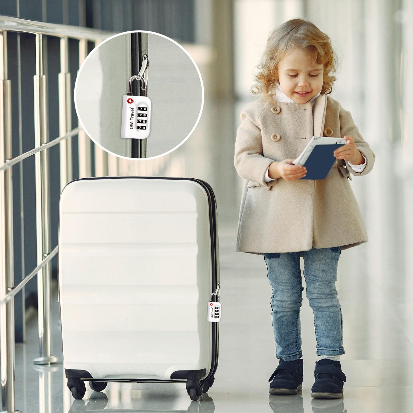 TSA luggage locks. Silver 4-dial combination padlocks for suitcases