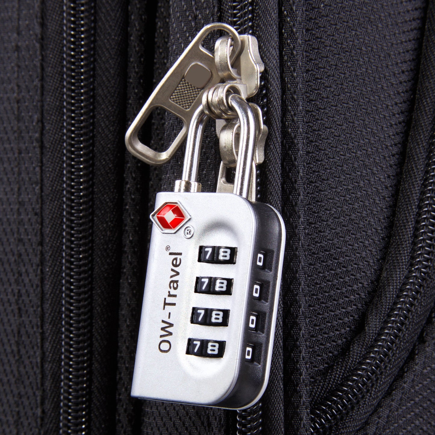 TSA luggage locks. Silver 4-dial combination padlocks for suitcases