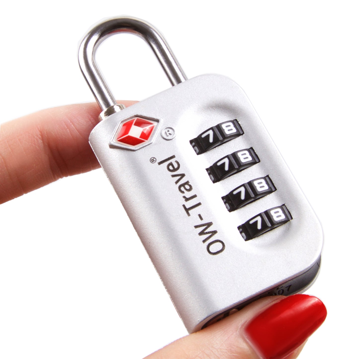 TSA luggage locks. Silver 4-dial combination padlocks for suitcases