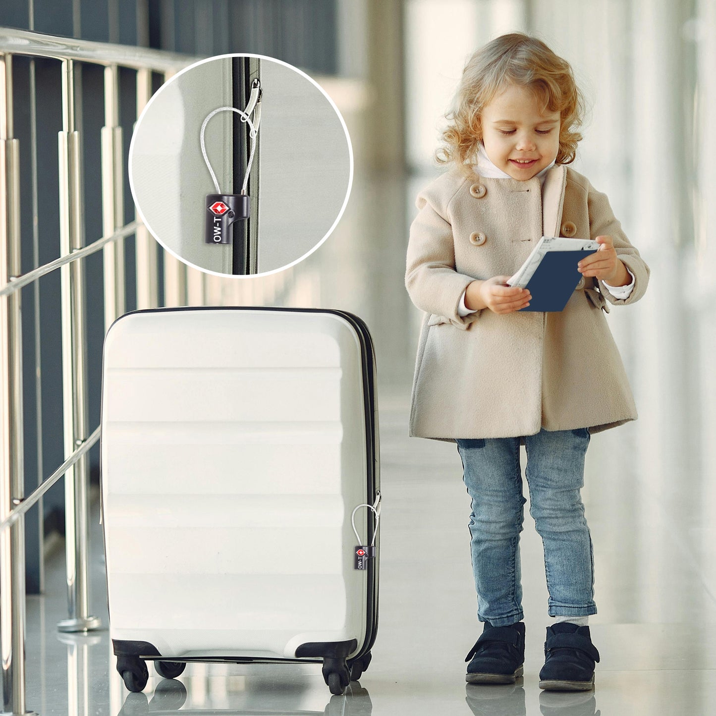 TSA luggage locks. Small black key cable padlocks for suitcases