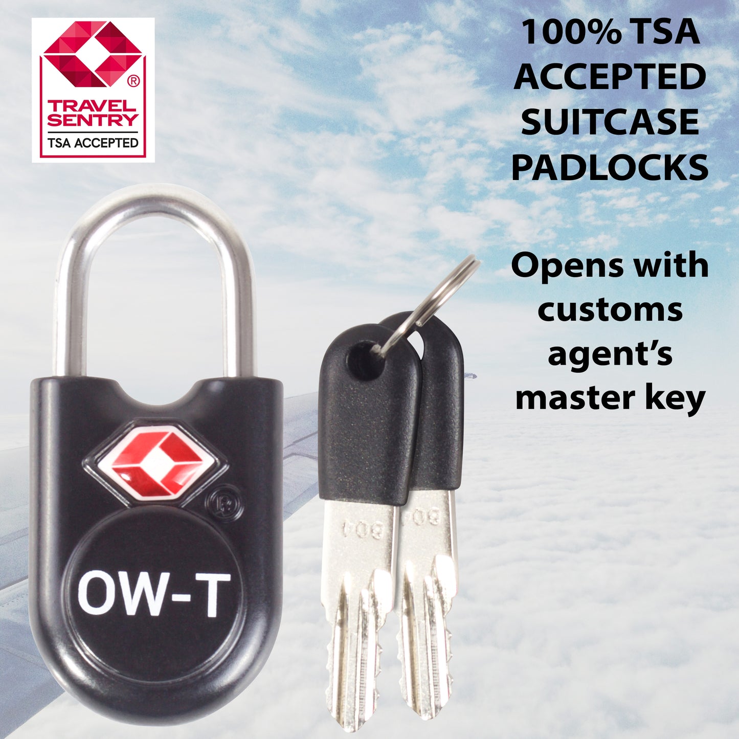 TSA luggage locks. Small black key travel padlocks for suitcases bags lockers