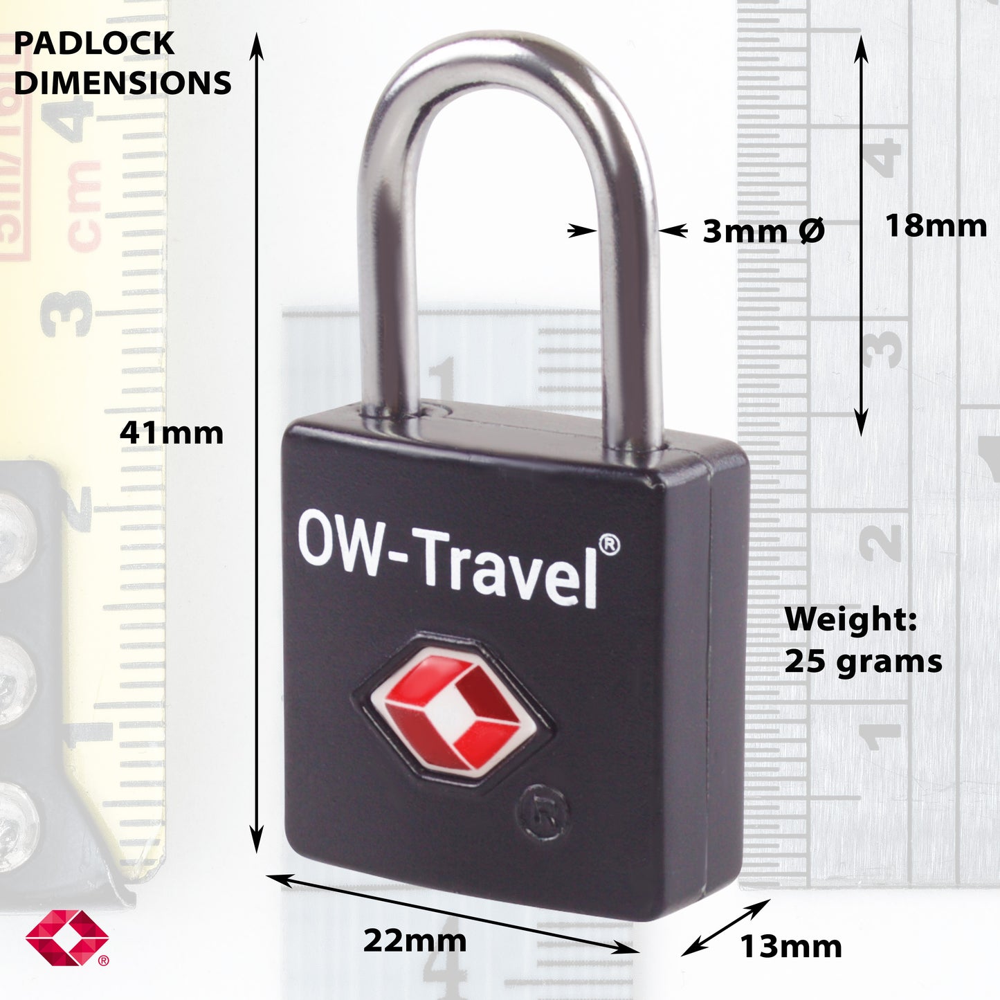 TSA luggage locks. Mini black key travel padlocks for suitcases bags