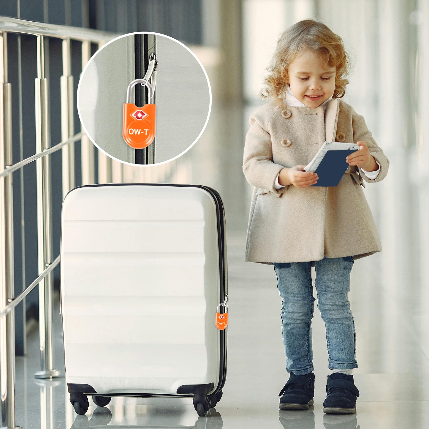 TSA luggage locks.Small orange key travel padlocks for suitcases bags