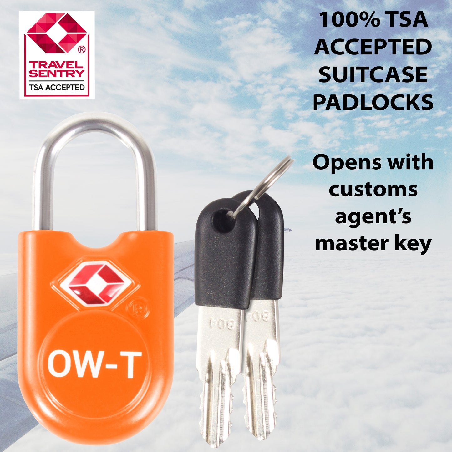 TSA luggage locks.Small orange key travel padlocks for suitcases bags