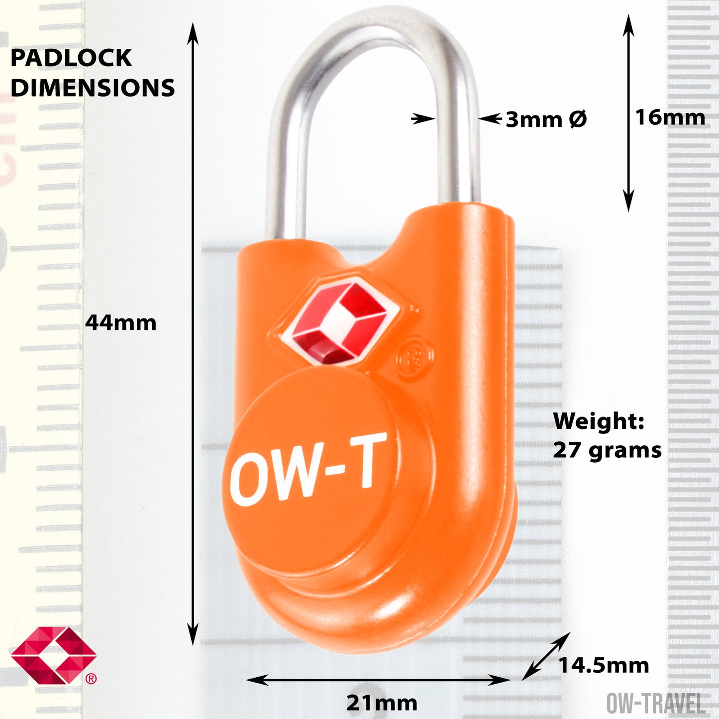 TSA luggage locks.Small orange key travel padlocks for suitcases bags