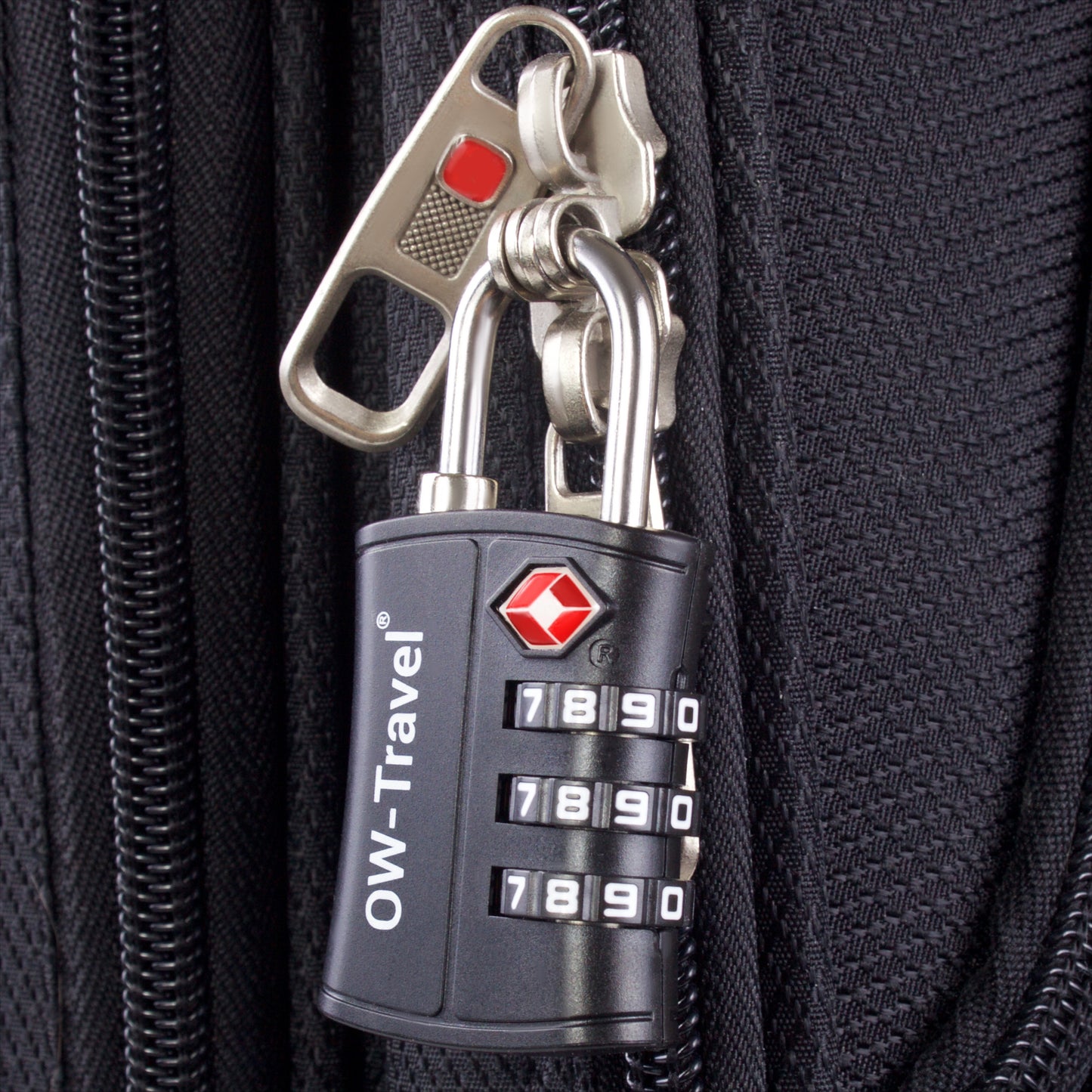 TSA luggage locks. Black 3-dial padlocks for suitcases + baggage tags