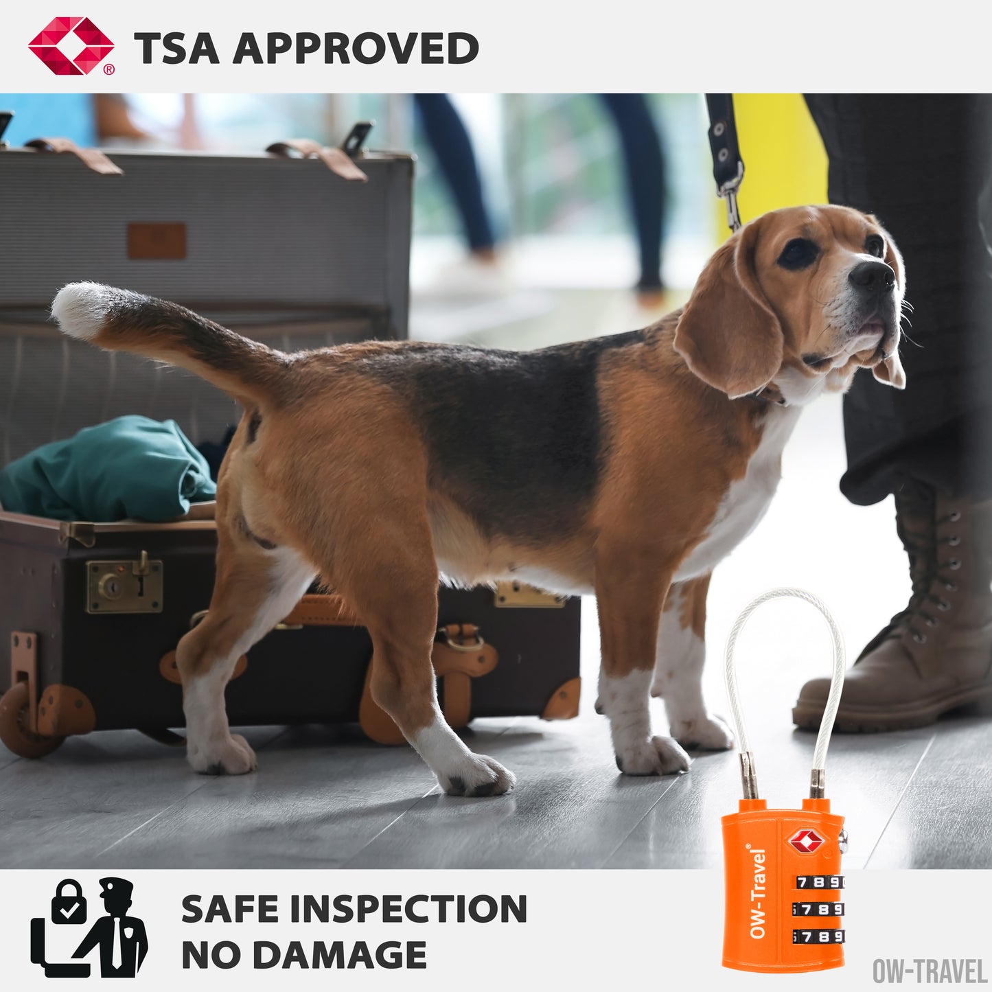 TSA luggage locks. Orange cable padlocks for suitcases lockers bags