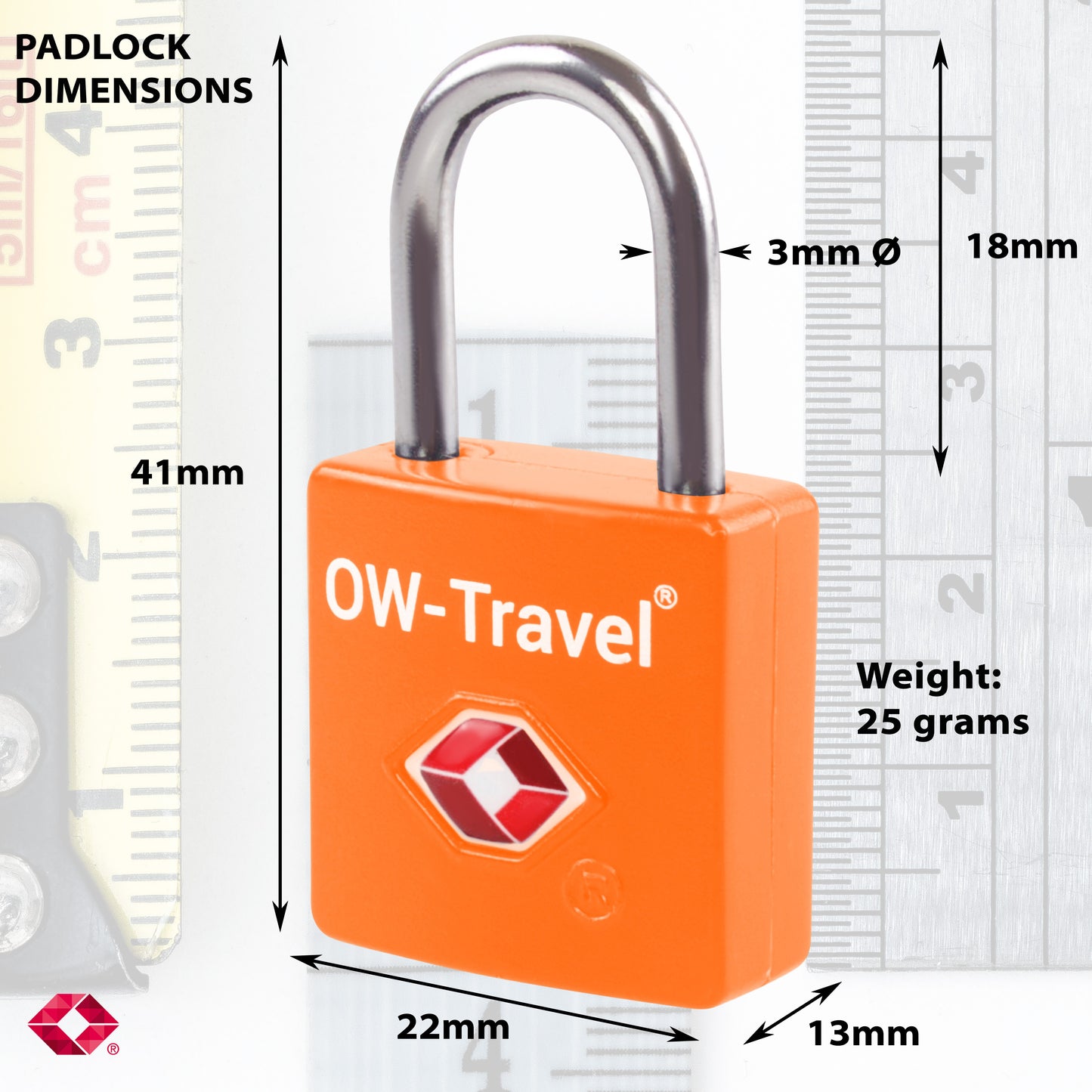 TSA luggage locks. Mini orange key travel padlocks for suitcases bags