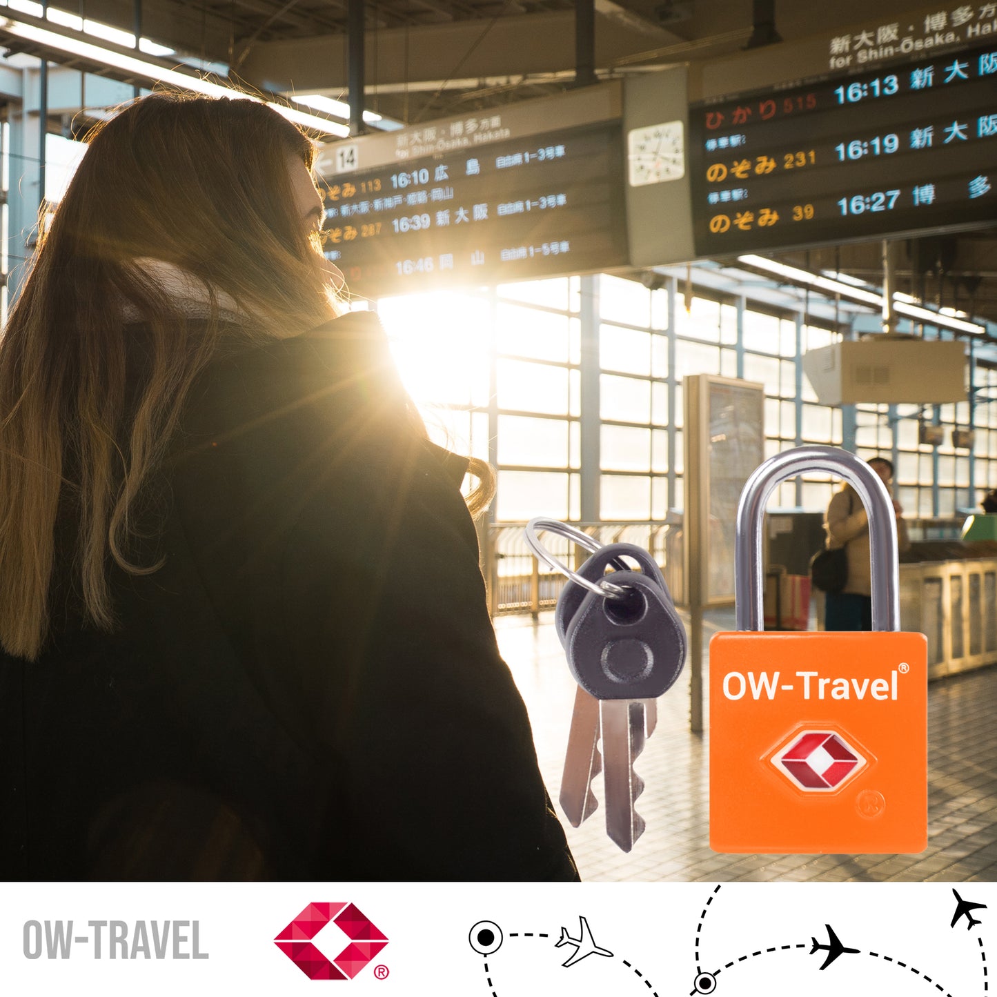 TSA luggage locks. Mini orange key travel padlocks for suitcases bags