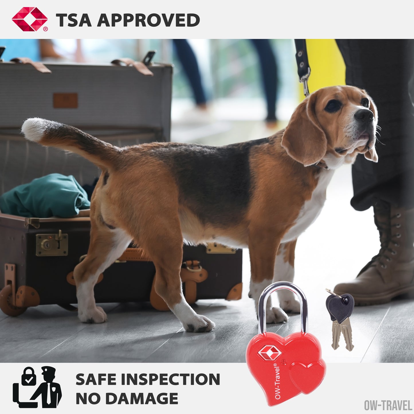TSA luggage locks. Small red heart shaped valentine keyed padlocks