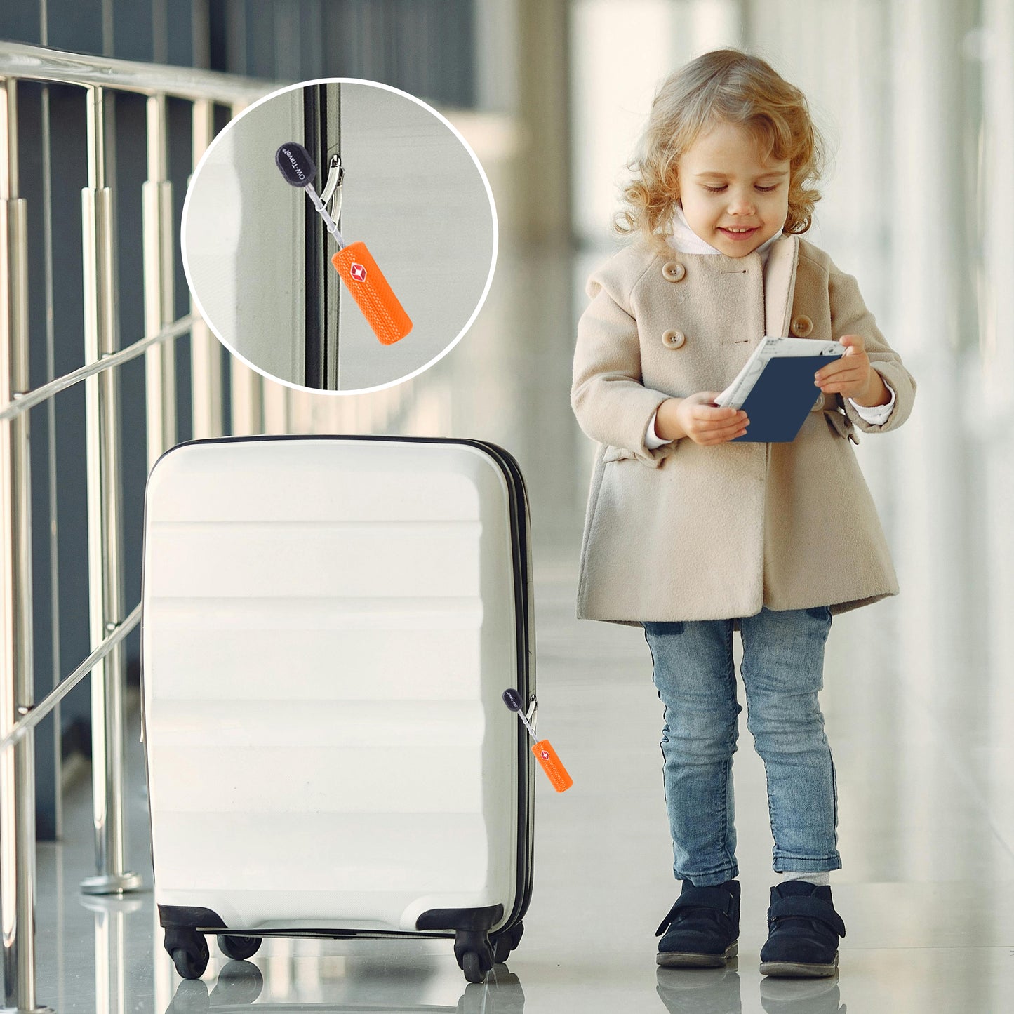 TSA luggage locks. Orange key cable padlocks for suitcases lockers