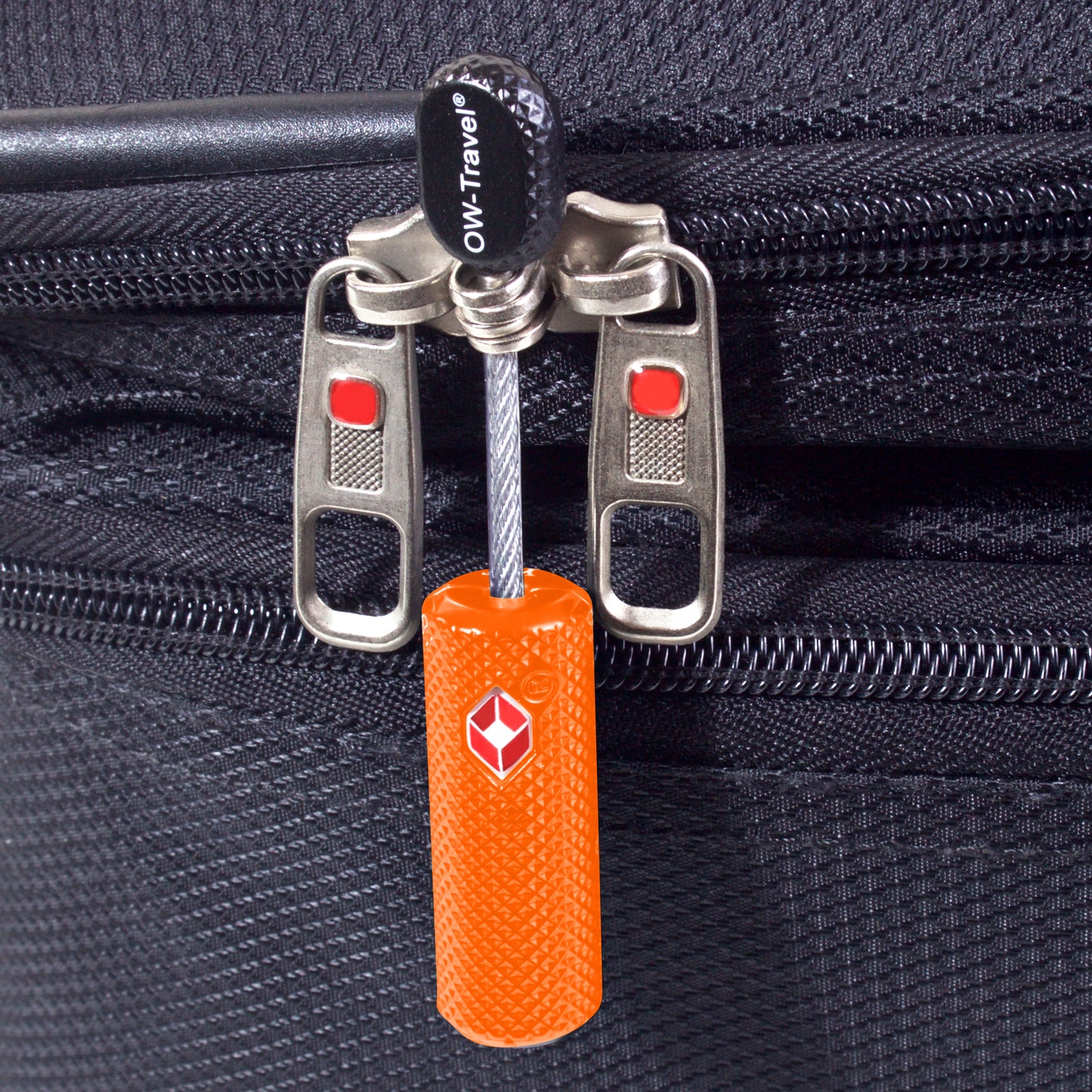 TSA luggage locks. Orange key cable padlocks for suitcases lockers