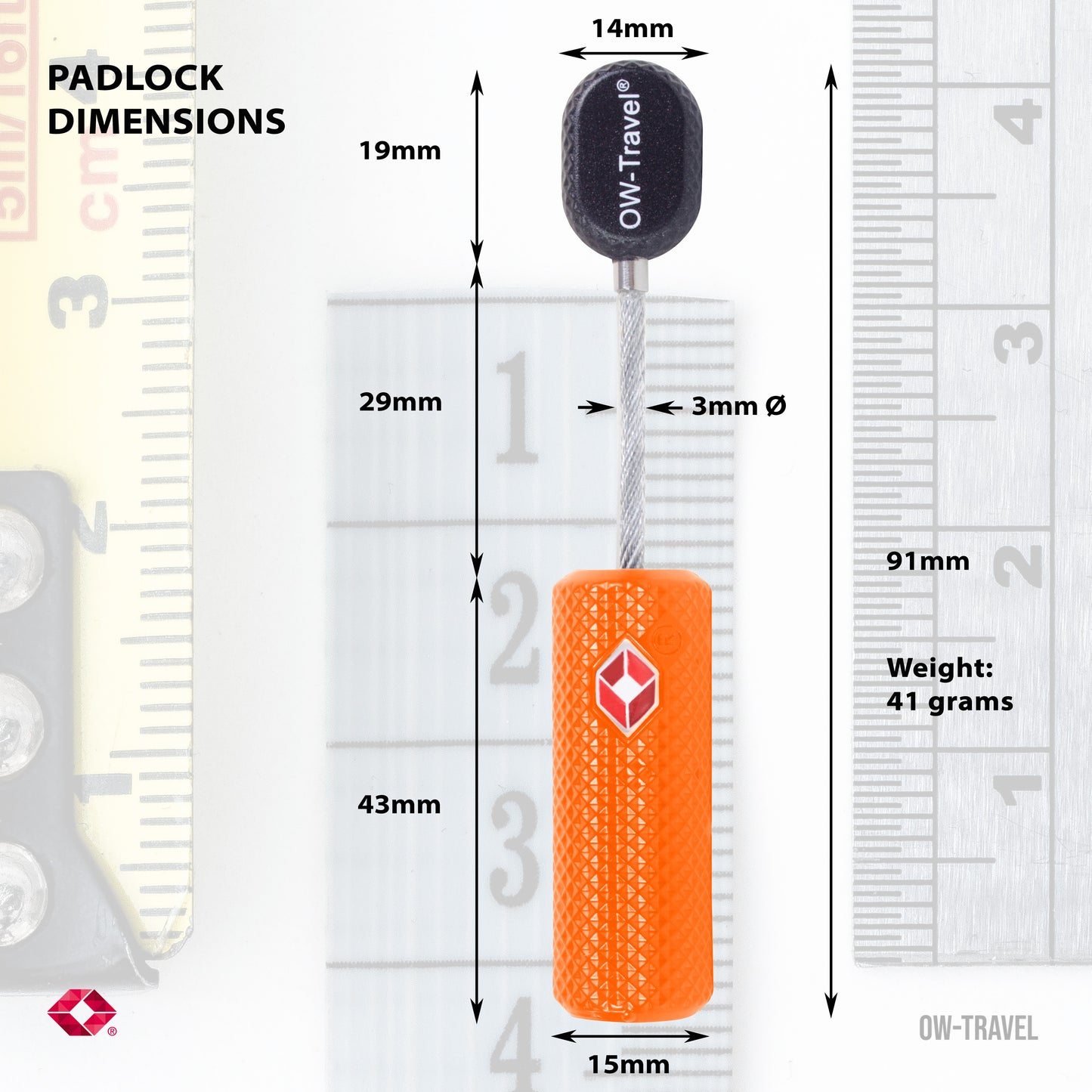 TSA luggage locks. Orange key cable padlocks for suitcases lockers