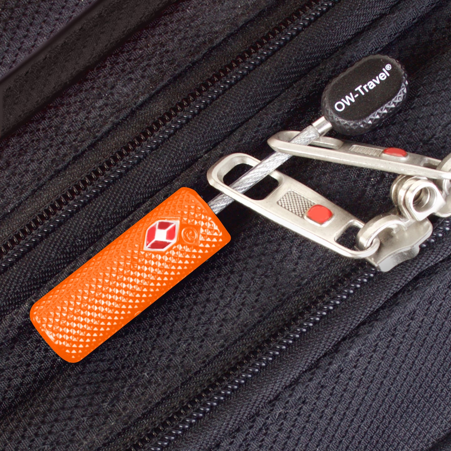 TSA luggage locks. Orange key cable padlocks for suitcases lockers