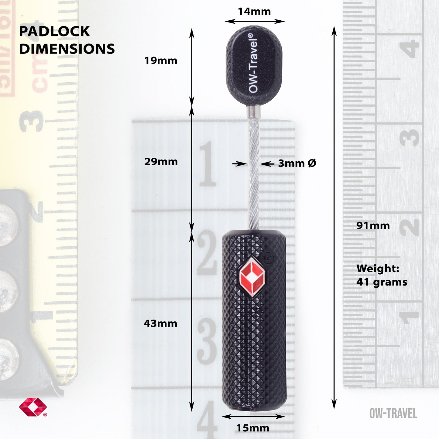 TSA luggage locks. Black key cable padlocks for suitcases lockers