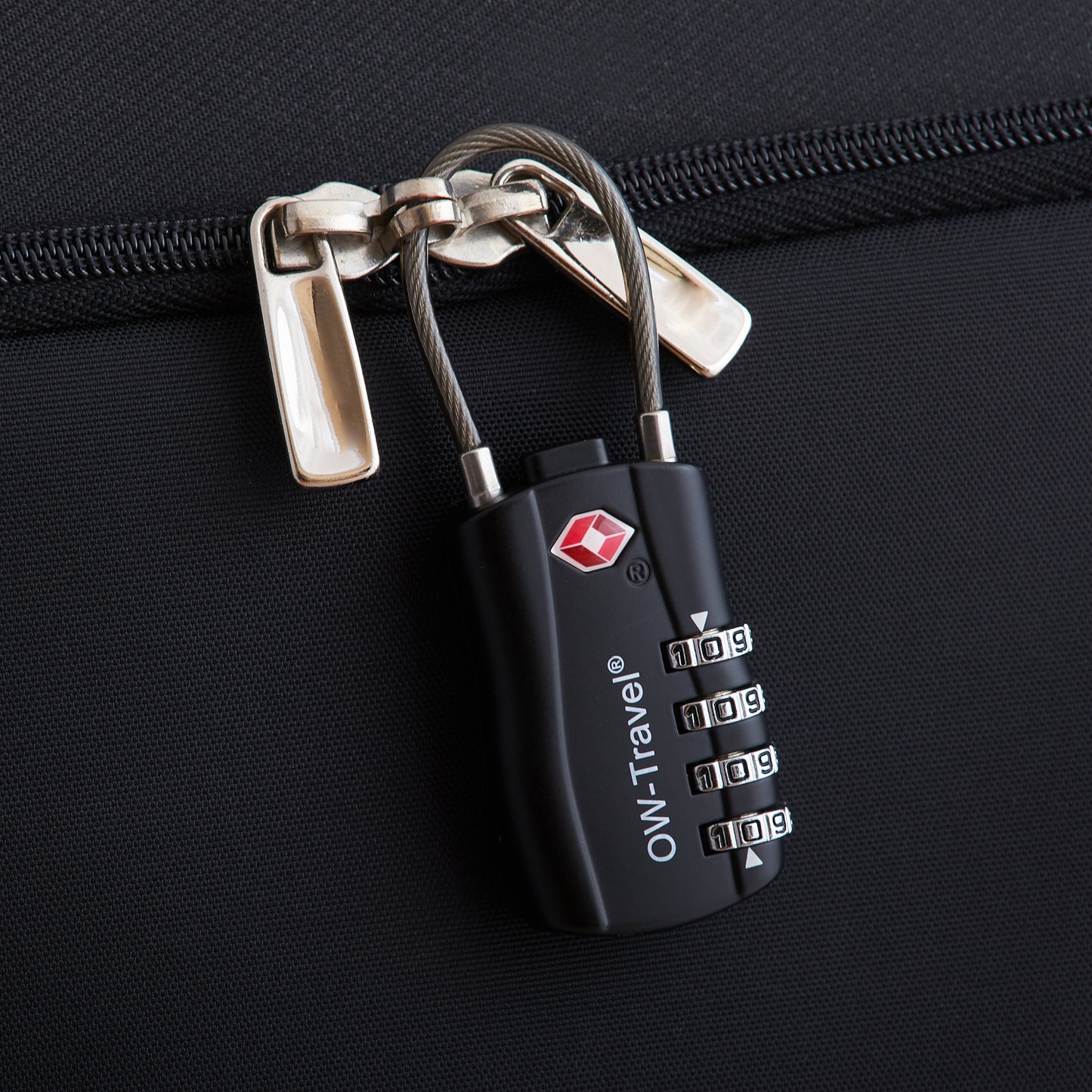 TSA luggage locks. Black cable padlocks for suitcases gym lockers bags