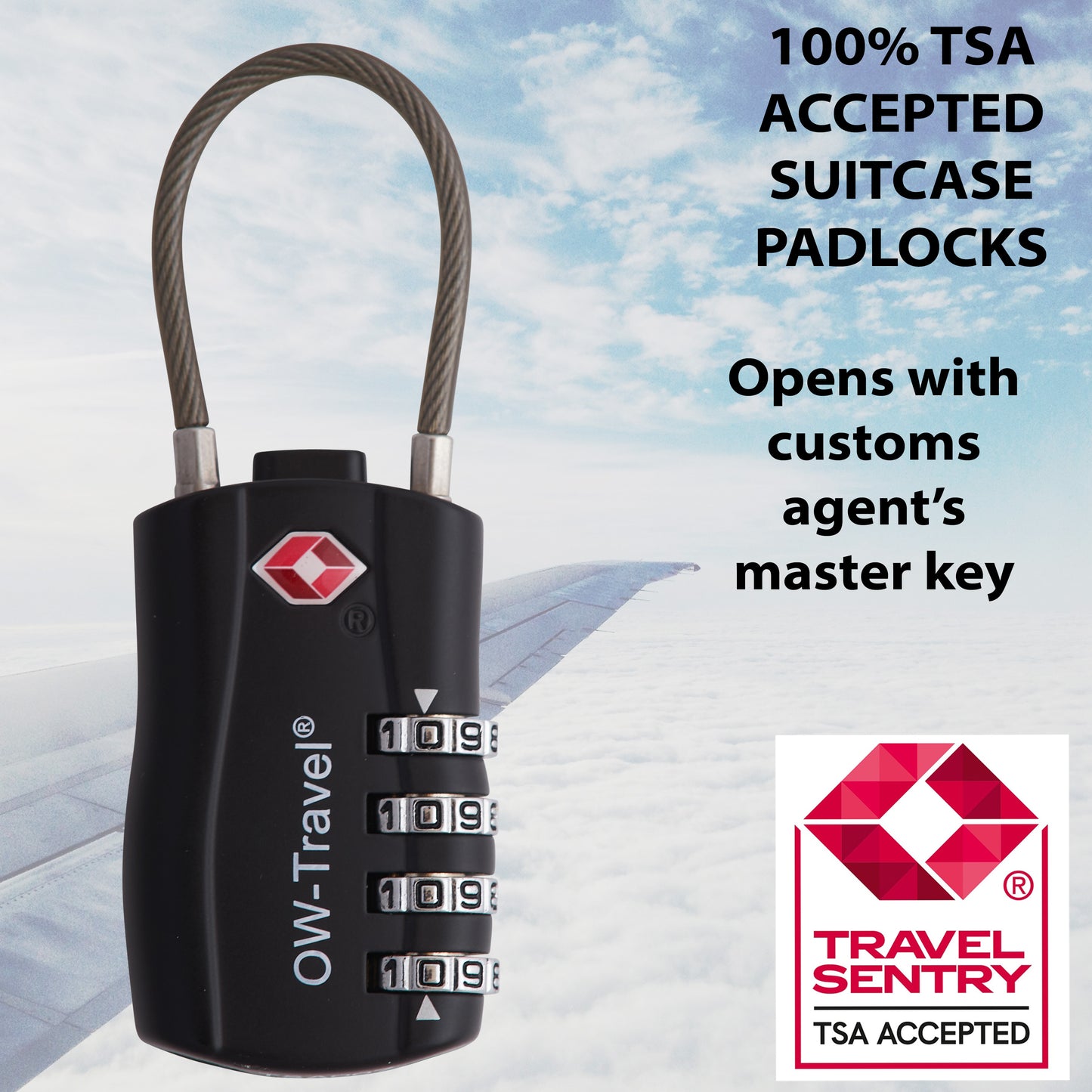 TSA luggage locks. Black cable padlocks for suitcases gym lockers bags