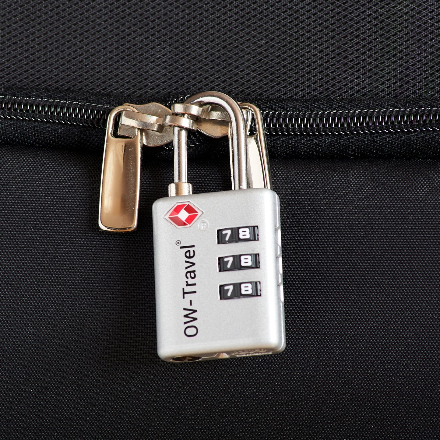 TSA luggage locks. Silver suitcase bag padlocks with inspection alert