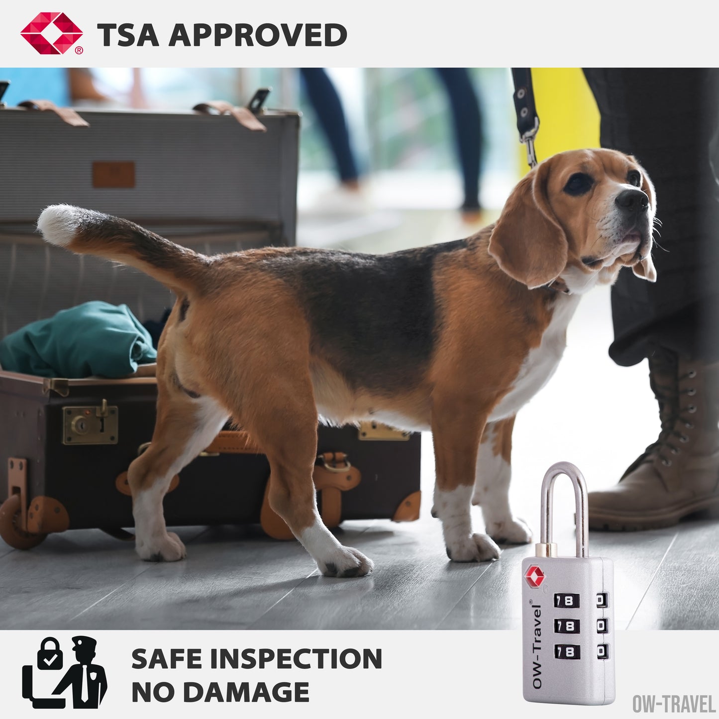 TSA luggage locks. Silver suitcase bag padlocks with inspection alert