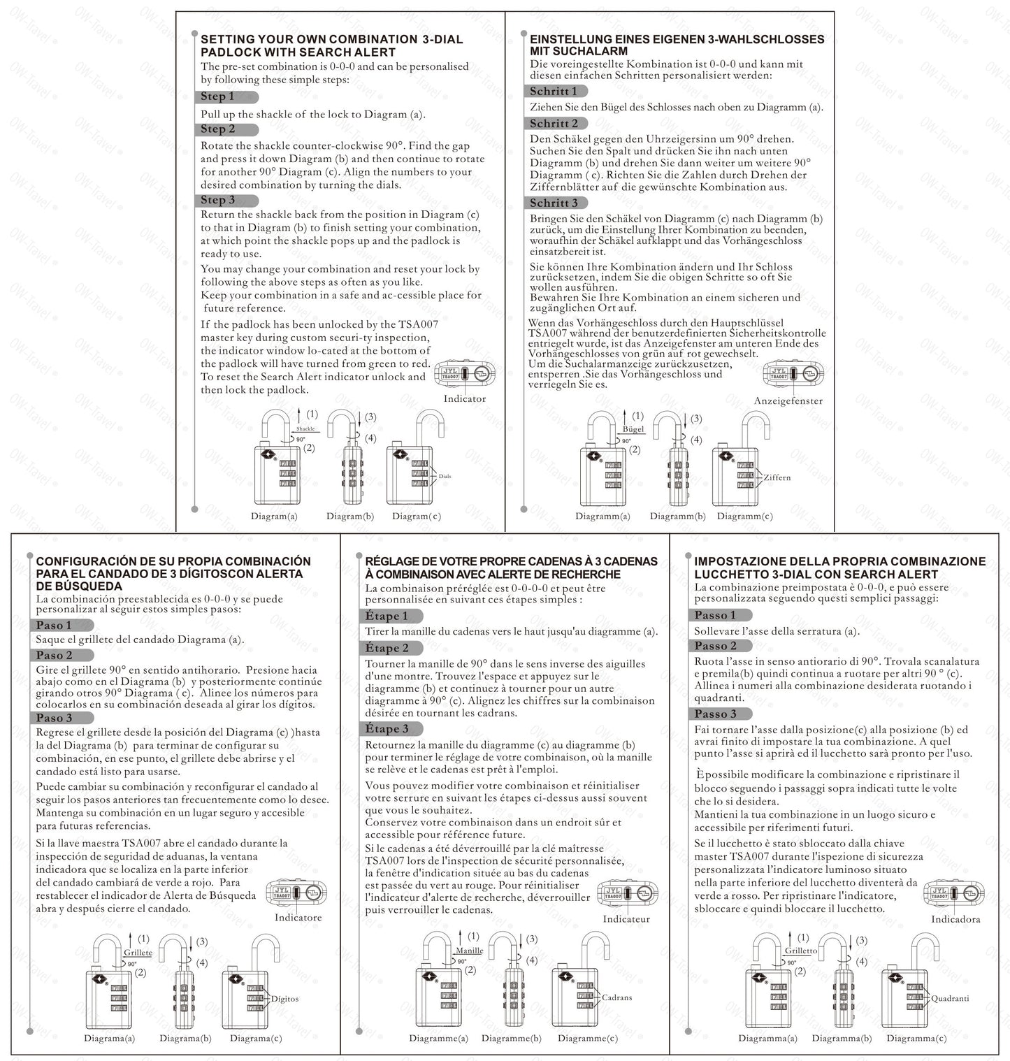 TSA luggage locks. Silver suitcase bag padlocks with inspection alert