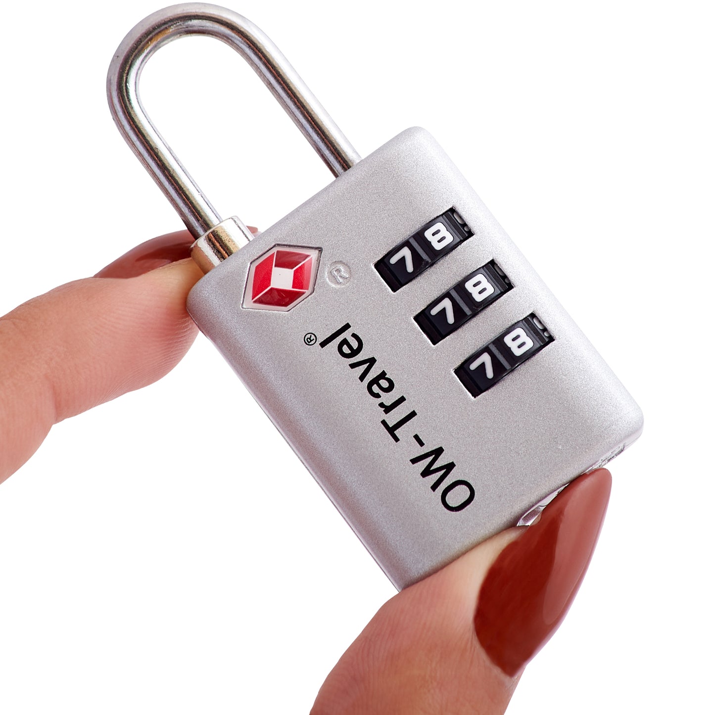 TSA luggage locks. Silver suitcase bag padlocks with inspection alert