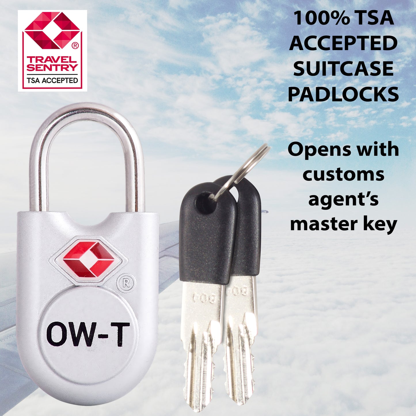TSA luggage locks. Small silver key travel padlocks for suitcases bags lockers