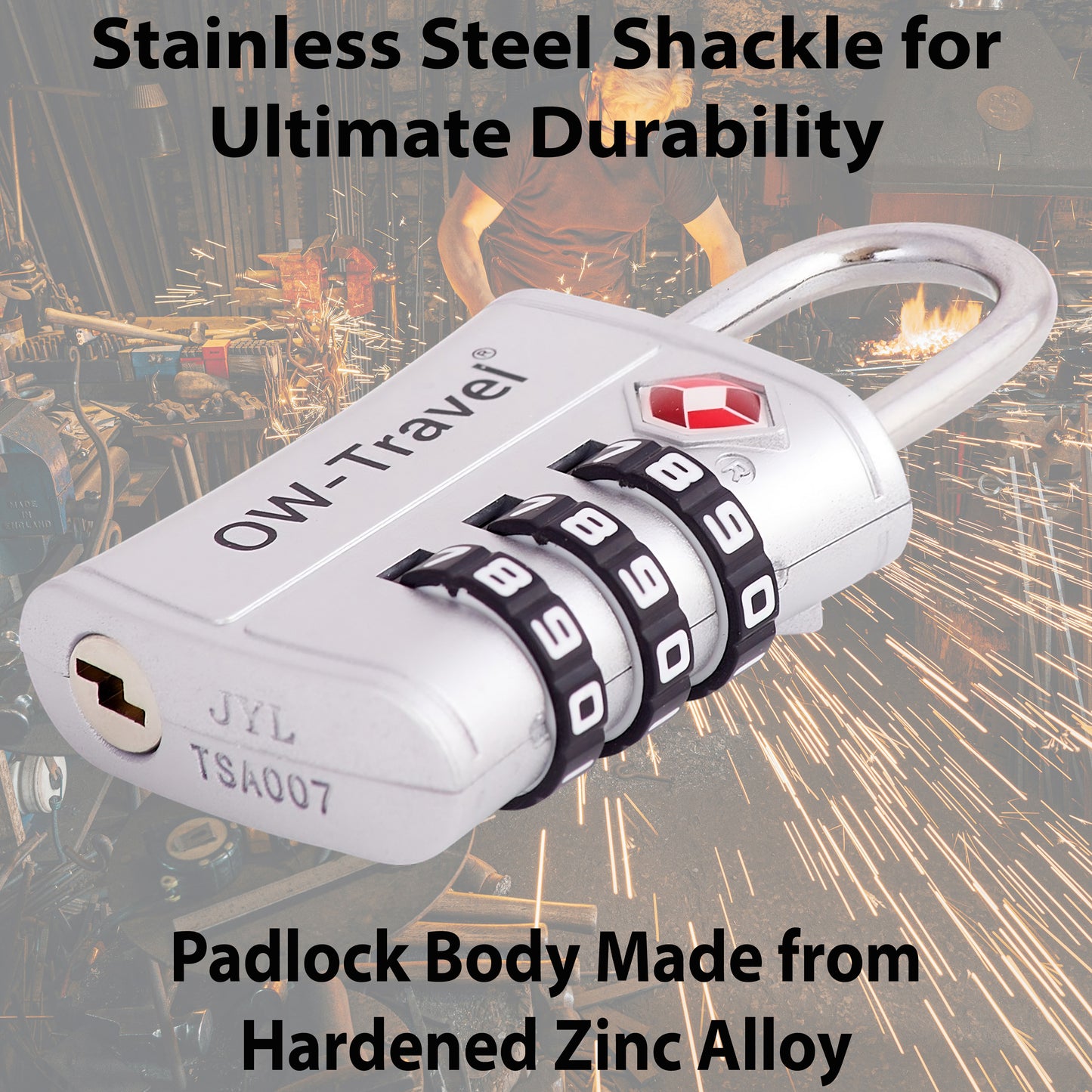 TSA luggage locks. Silver 3-dial padlocks for suitcases lockers bags