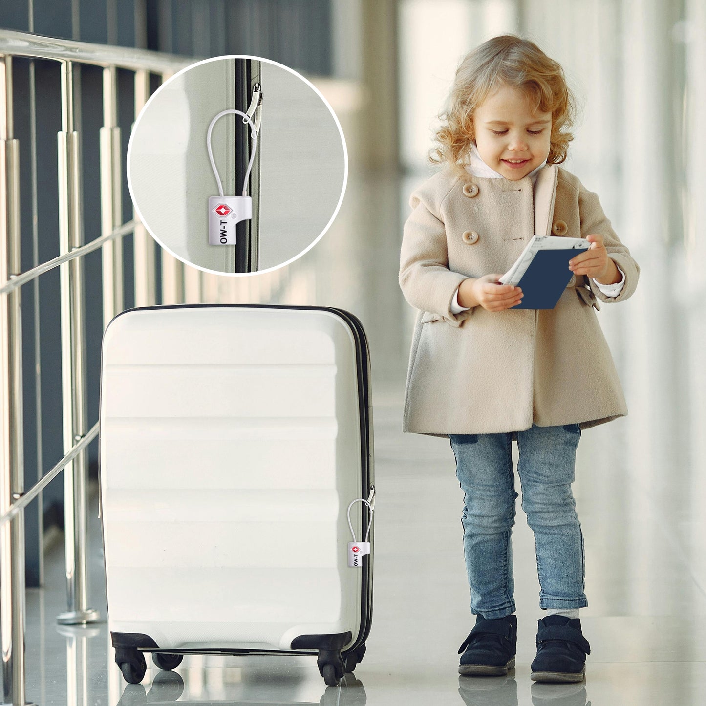 TSA luggage locks. Small silver key cable padlocks for suitcases