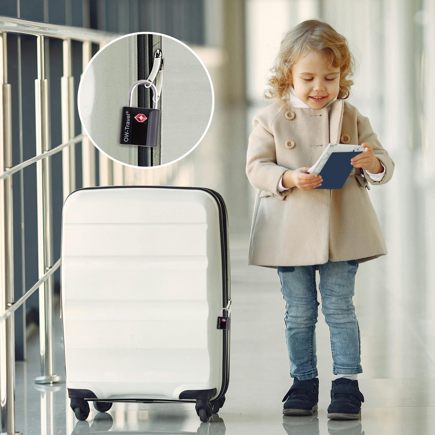 TSA luggage locks. Black key travel padlocks for suitcases bags lockers