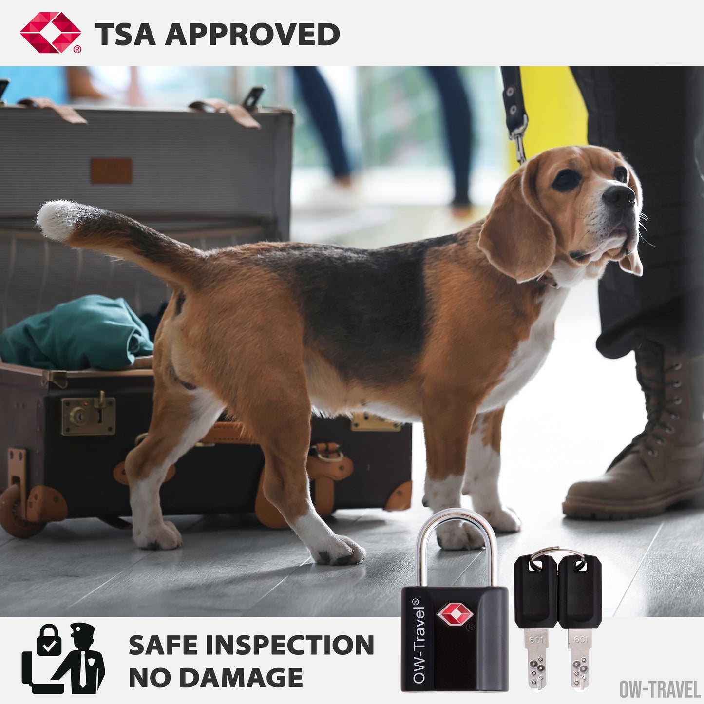 TSA luggage locks. Black key travel padlocks for suitcases bags lockers
