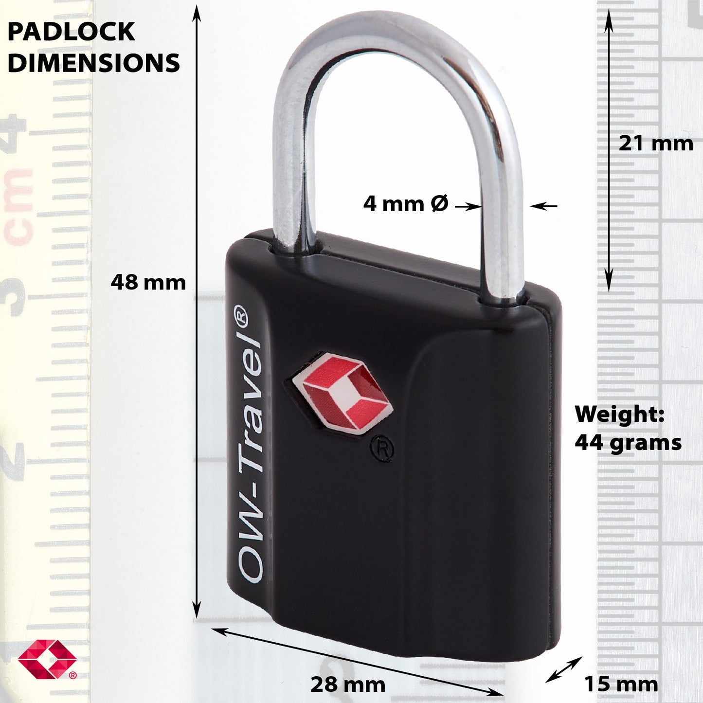 TSA luggage locks. Black key travel padlocks for suitcases bags lockers