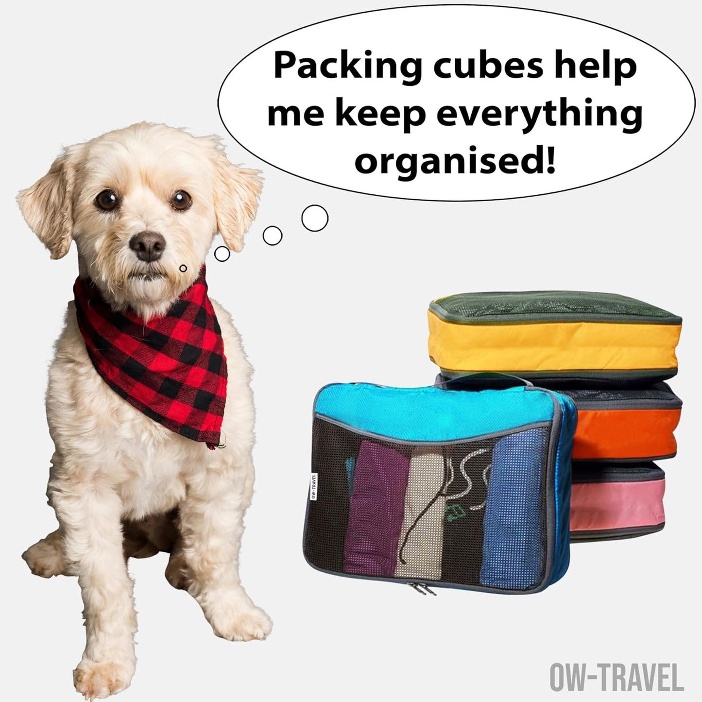 ✅ Space-Saving Go Anywhere Packing Cubes for Suitcases - Lightweight Storage Organisers for all types of Luggage - One-Wear, OW-Travel